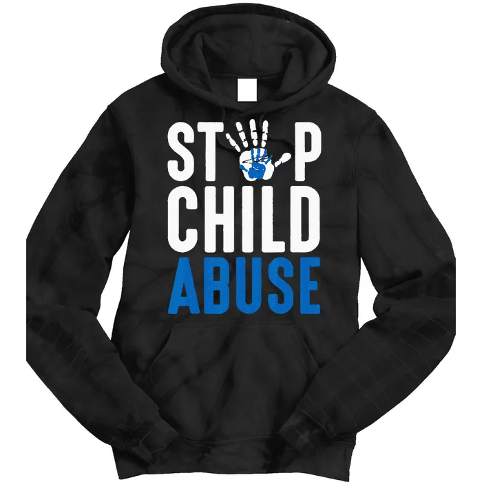 Blue Ribbon Stop Child Abuse Prevention Month Awareness Tie Dye Hoodie