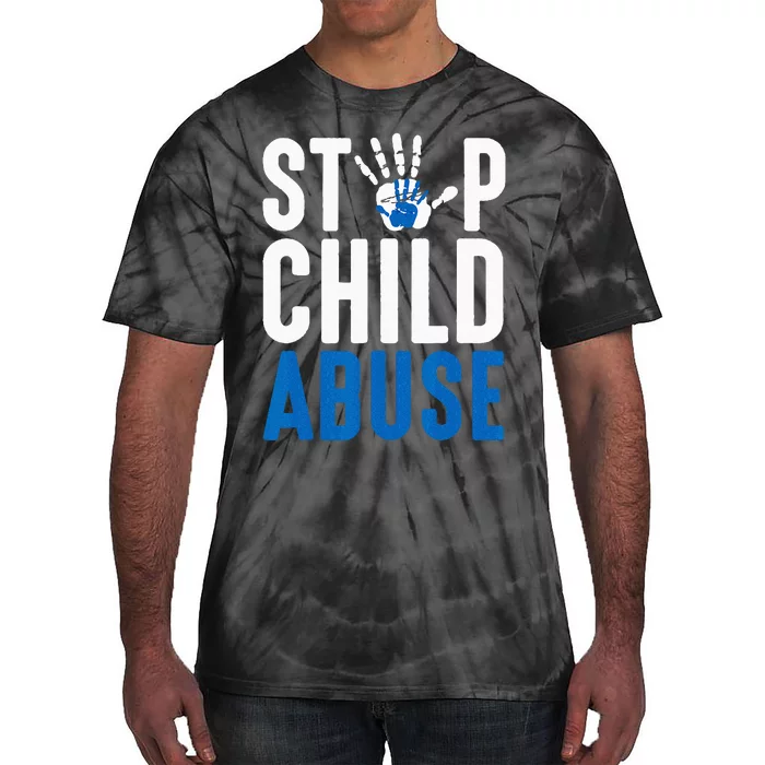 Blue Ribbon Stop Child Abuse Prevention Month Awareness Tie-Dye T-Shirt