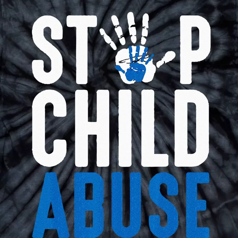 Blue Ribbon Stop Child Abuse Prevention Month Awareness Tie-Dye T-Shirt