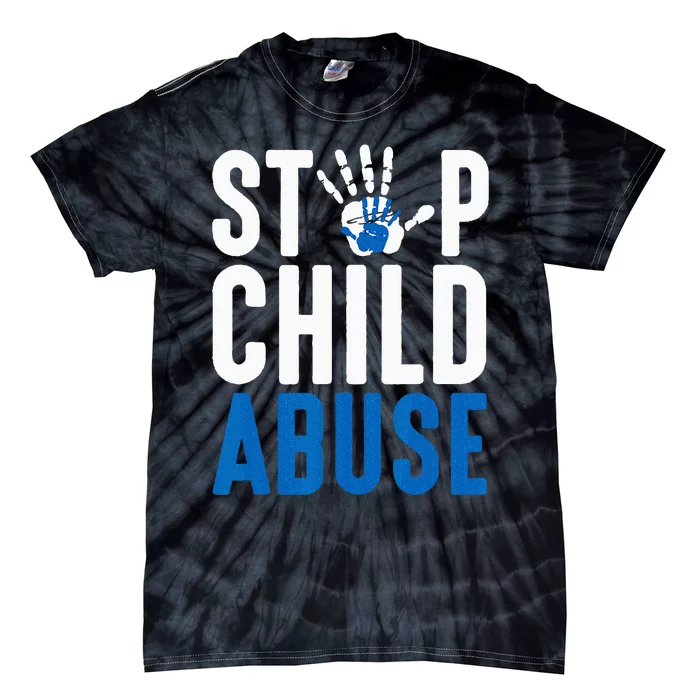 Blue Ribbon Stop Child Abuse Prevention Month Awareness Tie-Dye T-Shirt