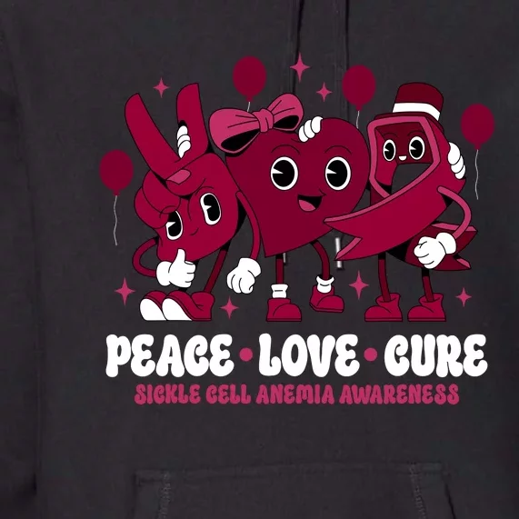 Burgundy Ribbon Survivor Groovy Sickle Cell Anemia Awareness Premium Hoodie