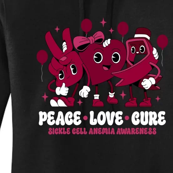 Burgundy Ribbon Survivor Groovy Sickle Cell Anemia Awareness Women's Pullover Hoodie