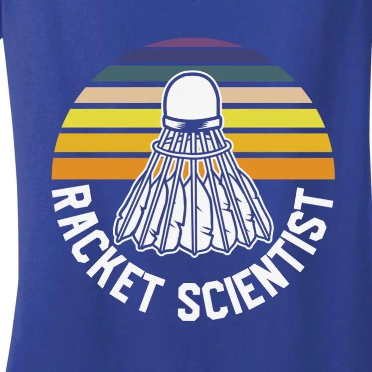 Badminton Racket Scientist Funny Badminton Gift Women's V-Neck T-Shirt