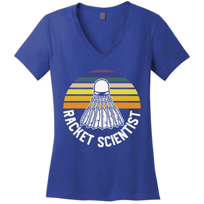 Badminton Racket Scientist Funny Badminton Gift Women's V-Neck T-Shirt