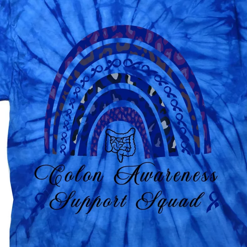 Blue Ribbon Support Squad Rainbow Colon Cancer Awareness Gift Tie-Dye T-Shirt