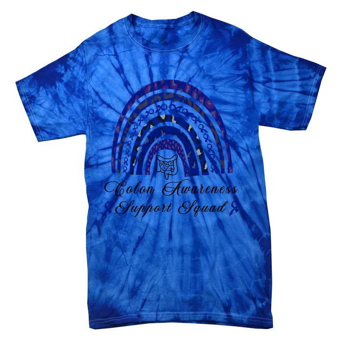 Blue Ribbon Support Squad Rainbow Colon Cancer Awareness Gift Tie-Dye T-Shirt