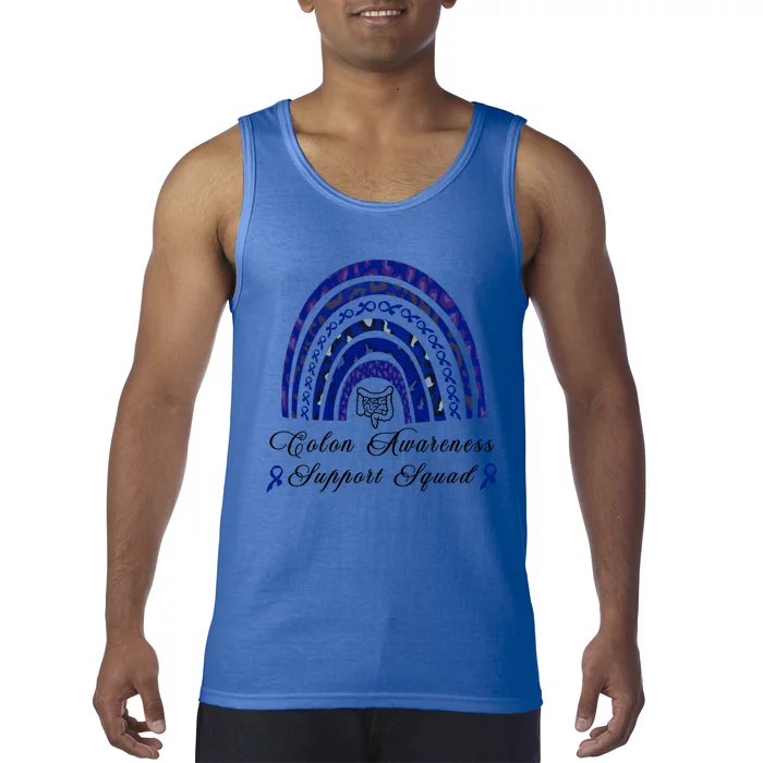 Blue Ribbon Support Squad Rainbow Colon Cancer Awareness Gift Tank Top