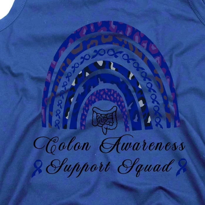 Blue Ribbon Support Squad Rainbow Colon Cancer Awareness Gift Tank Top