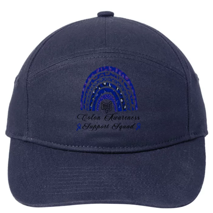 Blue Ribbon Support Squad Rainbow Colon Cancer Awareness Gift 7-Panel Snapback Hat