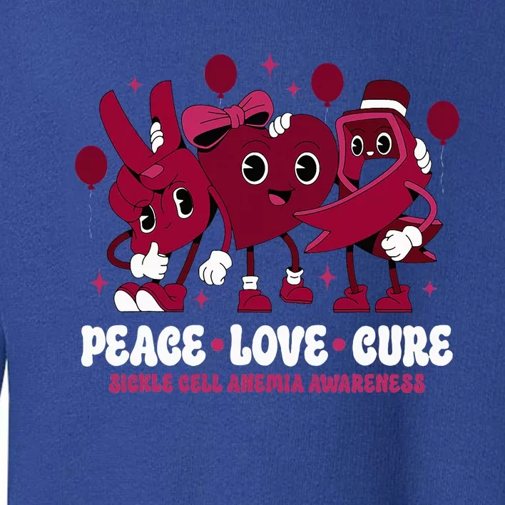 Burgundy Ribbon Survivor Groovy Sickle Cell Anemia Awareness Toddler Sweatshirt