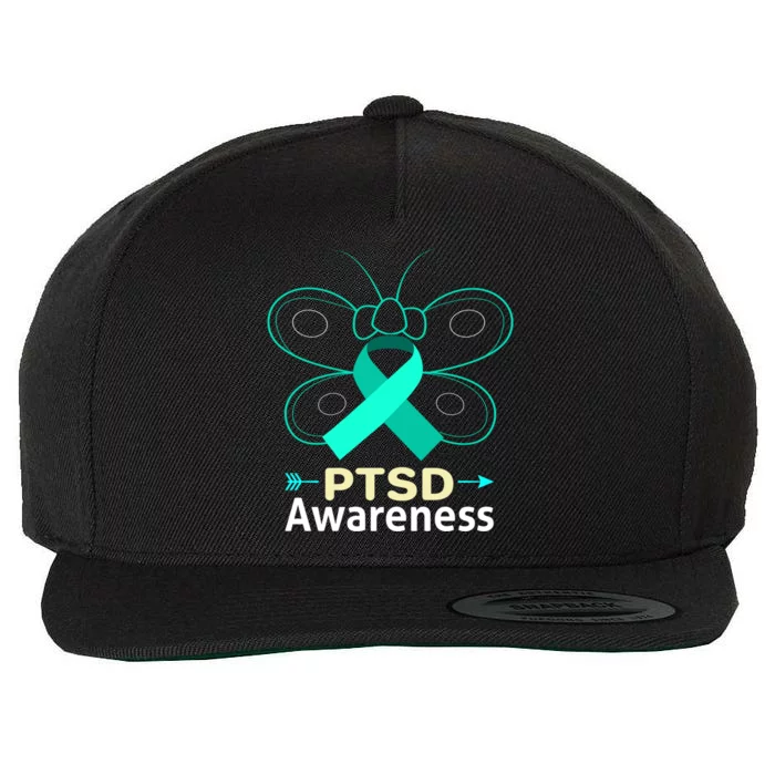 Butterflyteal Ribbon Stress Disorder Gift Ptsd Awareness Gift Wool Snapback Cap