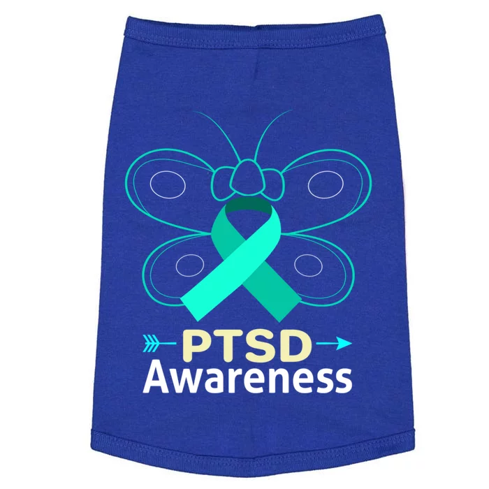 Butterflyteal Ribbon Stress Disorder Gift Ptsd Awareness Gift Doggie Tank