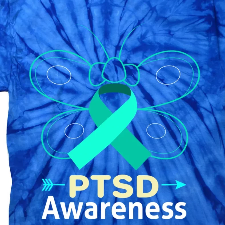 Butterflyteal Ribbon Stress Disorder Gift Ptsd Awareness Gift Tie-Dye T-Shirt