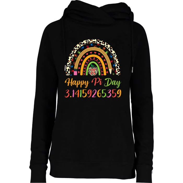 Boho Rainbow Spiral Pi Math Teacher 3 14 Happy Pi Day Great Gift Womens Funnel Neck Pullover Hood