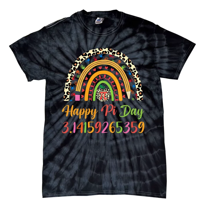 Boho Rainbow Spiral Pi Math Teacher 3 14 Happy Pi Day Great Gift Tie-Dye T-Shirt