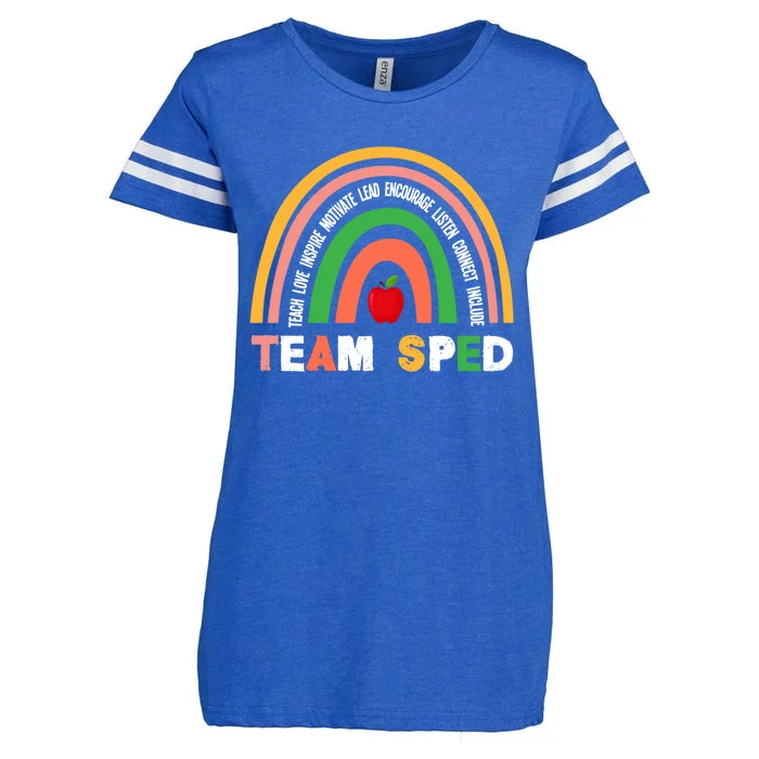 Boho Rainbow Special Needs Teacher Team Sped Great Gift Enza Ladies Jersey Football T-Shirt