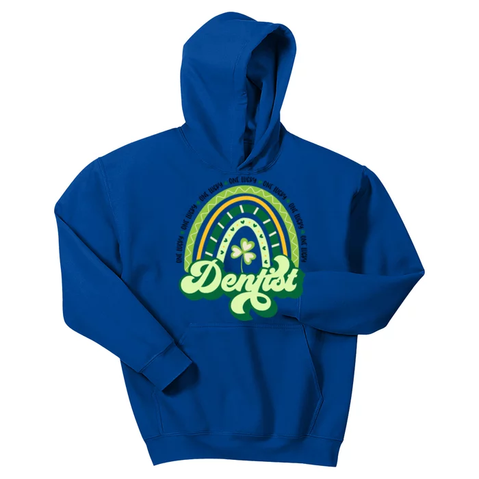 Boho Rainbow Shamrock One Lucky Dentist St Patricks Day Funny Gift Kids Hoodie