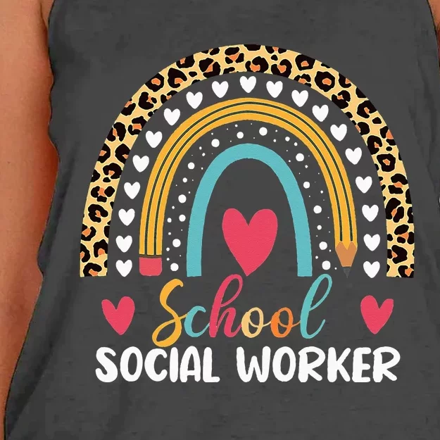 Boho Rainbow School School Social Worker Women's Knotted Racerback Tank