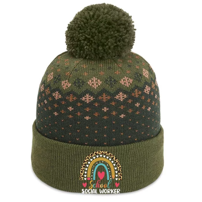 Boho Rainbow School School Social Worker The Baniff Cuffed Pom Beanie