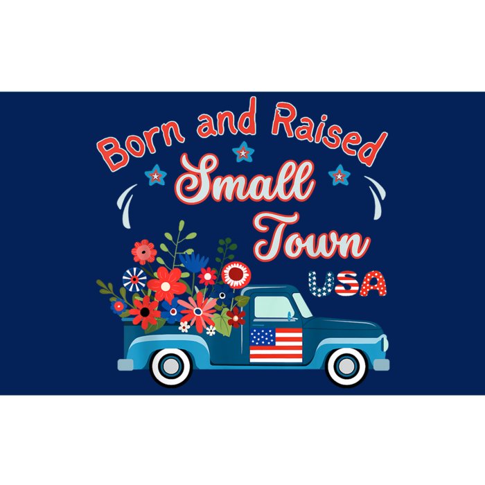 Born Raised Small Town USA Patriotic Truck Flowers Americana Bumper Sticker