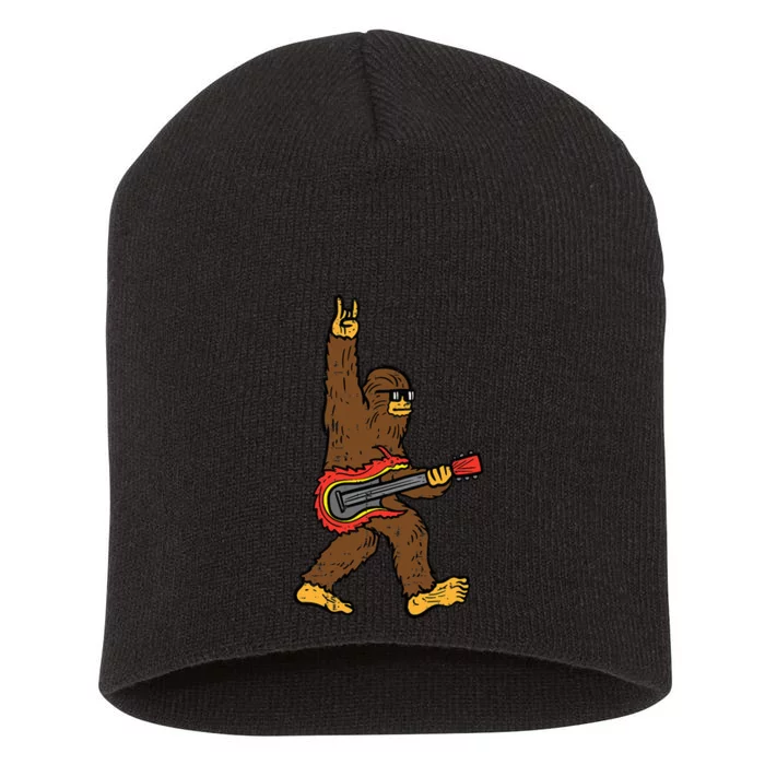 Bigfoot Rocker Sasquatch Guitar Rock'n'Roll Short Acrylic Beanie