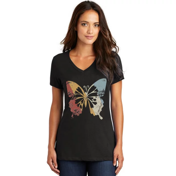 Butterfly Retro Style Vintage Women's V-Neck T-Shirt