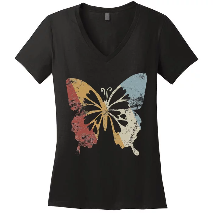 Butterfly Retro Style Vintage Women's V-Neck T-Shirt