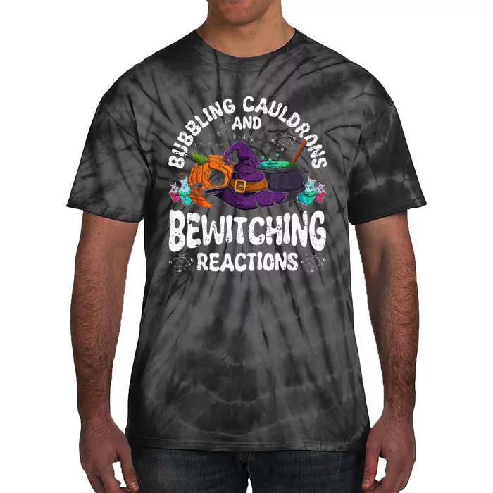 Bewitching Reactions Spooky Halloween Chemistry Teacher Tie-Dye T-Shirt