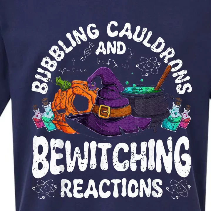 Bewitching Reactions Spooky Halloween Chemistry Teacher Sueded Cloud Jersey T-Shirt