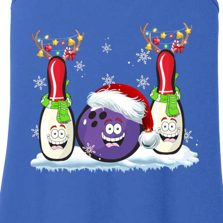 Bowling Reindeer Santa Hat Christmas Bowling Lovers Costume Funny Gift Ladies Essential Tank