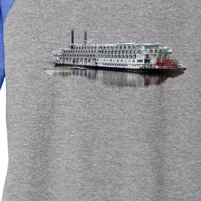 Beautiful Riverboat Scene River Cruise Gift Women's Tri-Blend 3/4-Sleeve Raglan Shirt