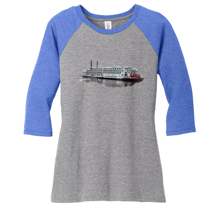 Beautiful Riverboat Scene River Cruise Gift Women's Tri-Blend 3/4-Sleeve Raglan Shirt