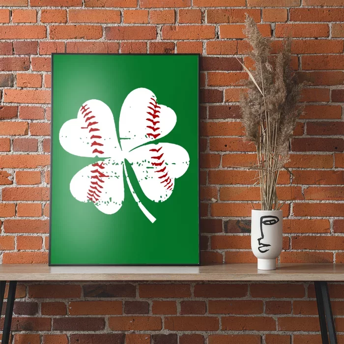 Baseball Retro St PatrickS Day Shamrock Baseball Lover Great Gift Poster