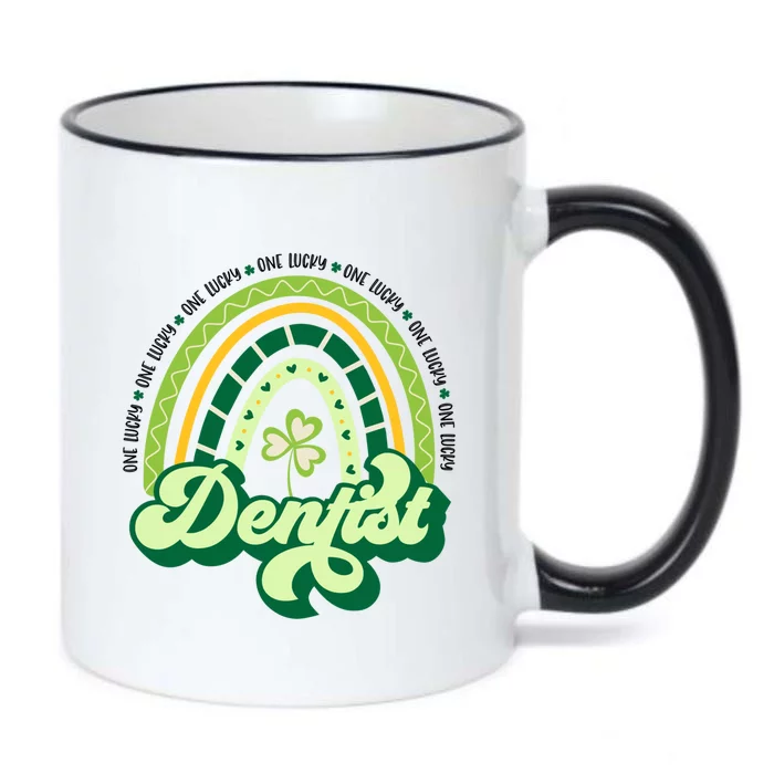 Boho Rainbow Shamrock One Lucky Dentist St Patricks Day Meaningful Gift Black Color Changing Mug