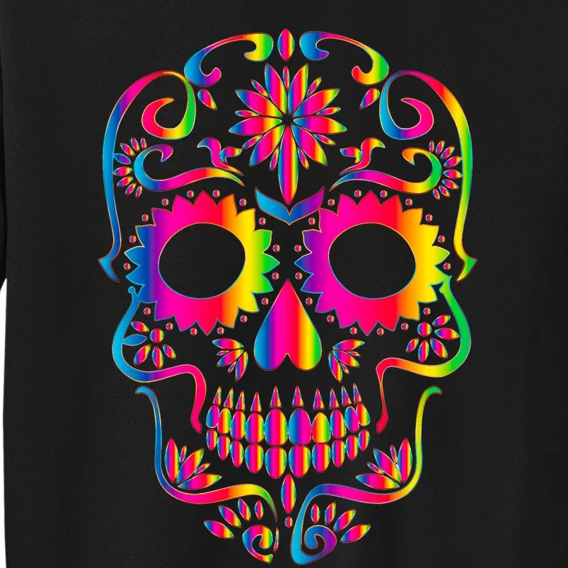 Bright Rainbow Sugar Skull Day Of The Dead Sweatshirt