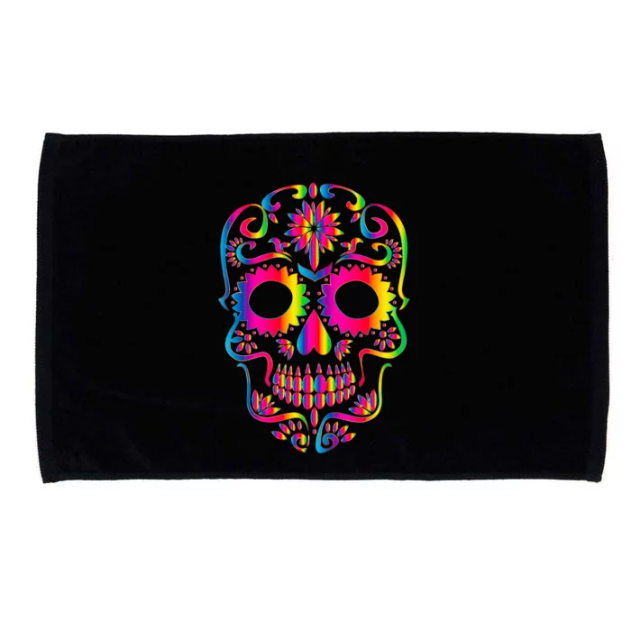 Bright Rainbow Sugar Skull Day Of The Dead Microfiber Hand Towel