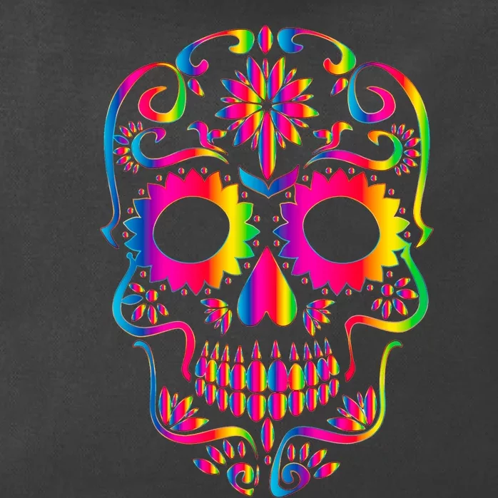 Bright Rainbow Sugar Skull Day Of The Dead Zip Tote Bag