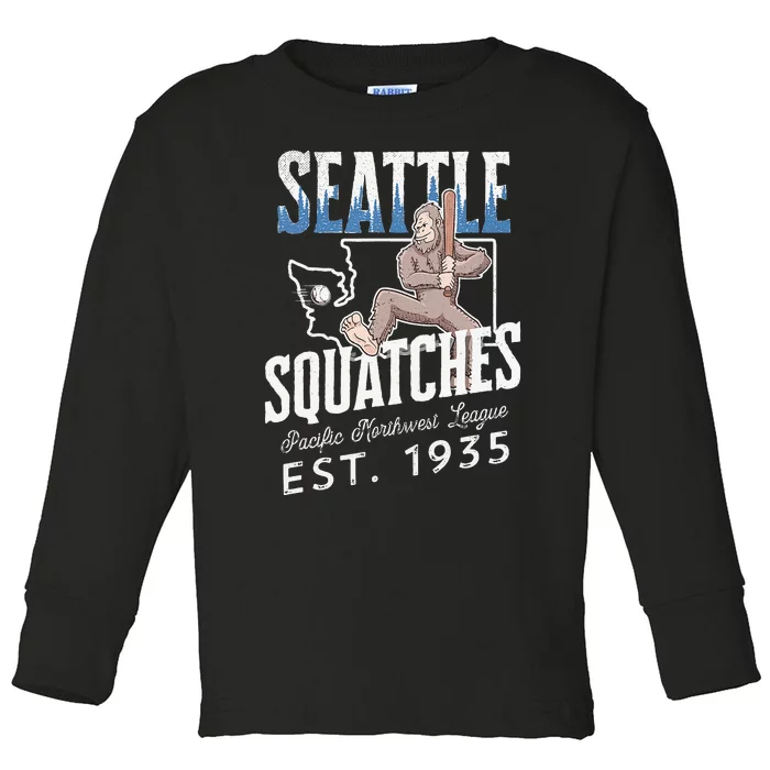 Bigfoot Research Team Retro baseball Sasquatch Toddler Long Sleeve Shirt