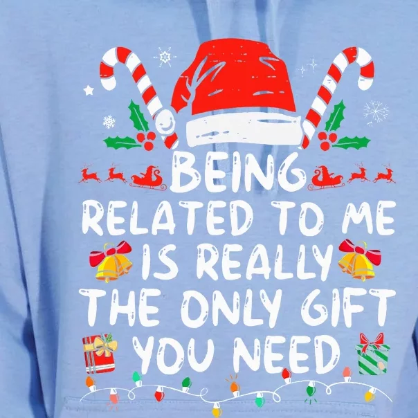 Being Related To Me Funny Christmas Family Xmas Pajamas Unisex Surf Hoodie