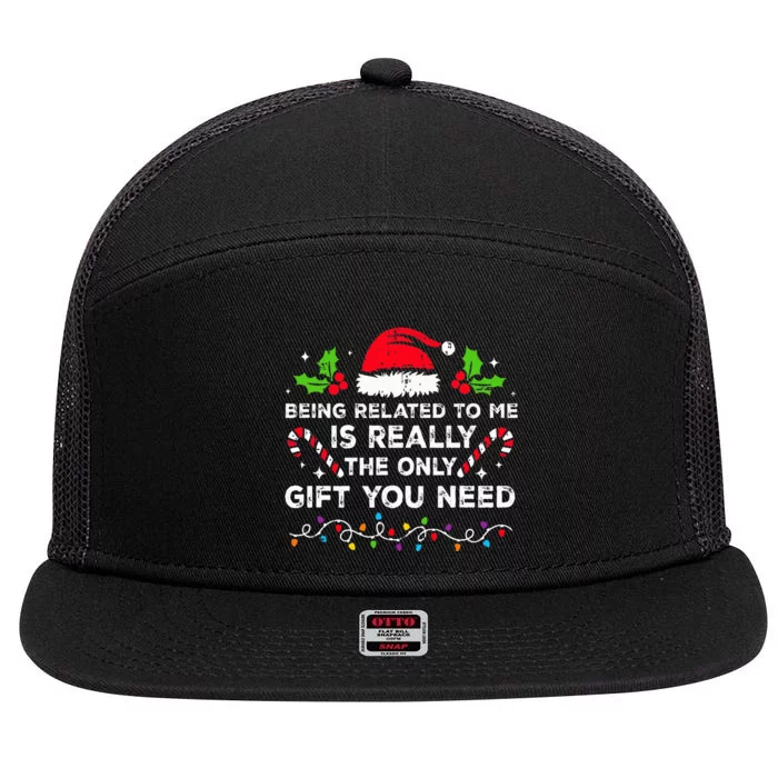 Being Related To Me Funny Christmas Family Xmas Pajamas 7 Panel Mesh Trucker Snapback Hat