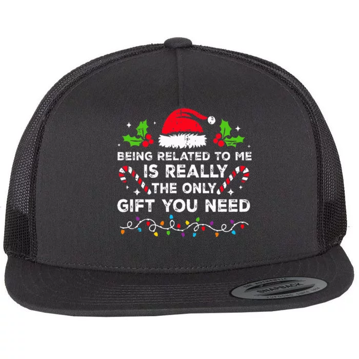 Being Related To Me Funny Christmas Family Xmas Pajamas Flat Bill Trucker Hat