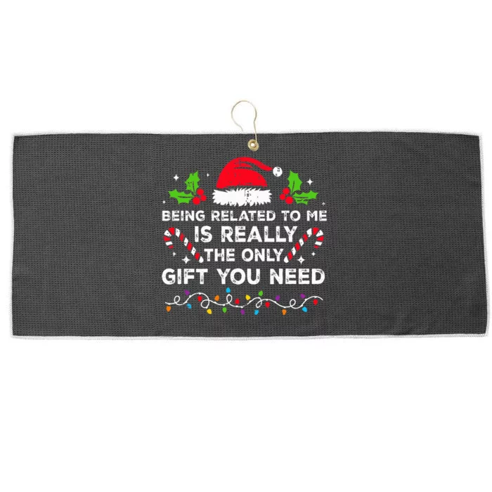 Being Related To Me Funny Christmas Family Xmas Pajamas Large Microfiber Waffle Golf Towel