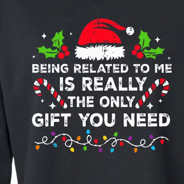 Being Related To Me Funny Christmas Family Xmas Pajamas Cropped Pullover Crew