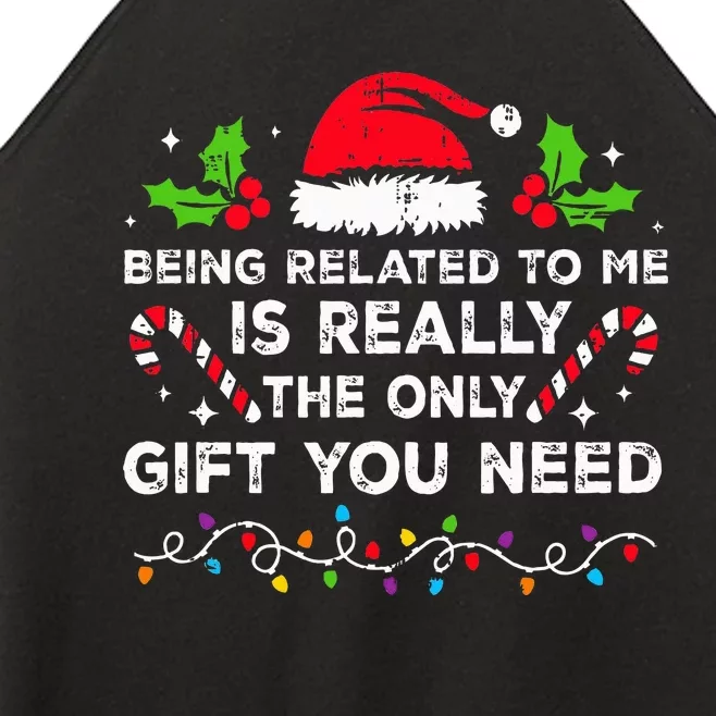 Being Related To Me Funny Christmas Family Xmas Pajamas Women’s Perfect Tri Rocker Tank