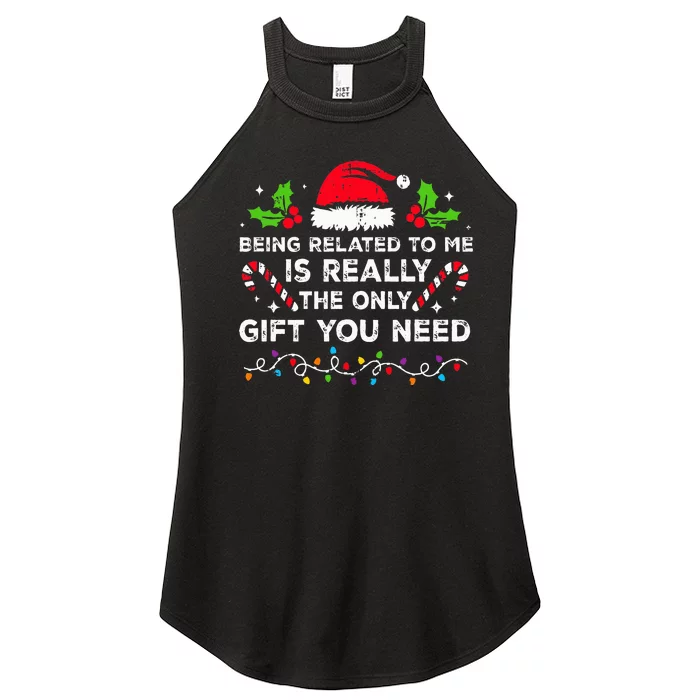 Being Related To Me Funny Christmas Family Xmas Pajamas Women’s Perfect Tri Rocker Tank