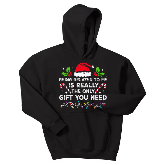 Being Related To Me Funny Christmas Family Xmas Pajamas Kids Hoodie