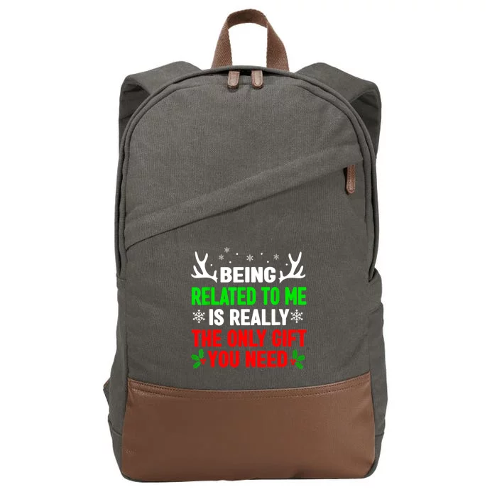 Being Related To Me Is Really The Only Reindeer Christmas Gift Cotton Canvas Backpack