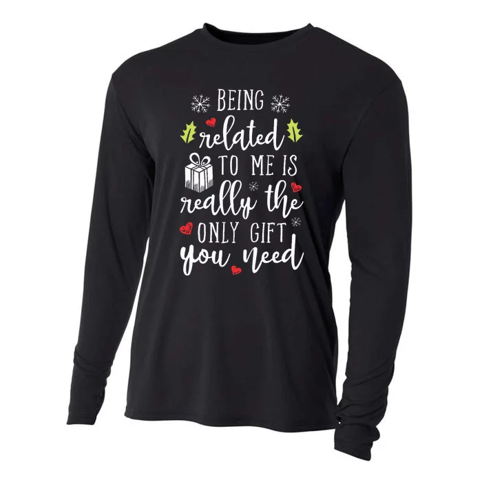 Being Related To Me Funny Christmas Family Xmas Pajamas Gift Cooling Performance Long Sleeve Crew