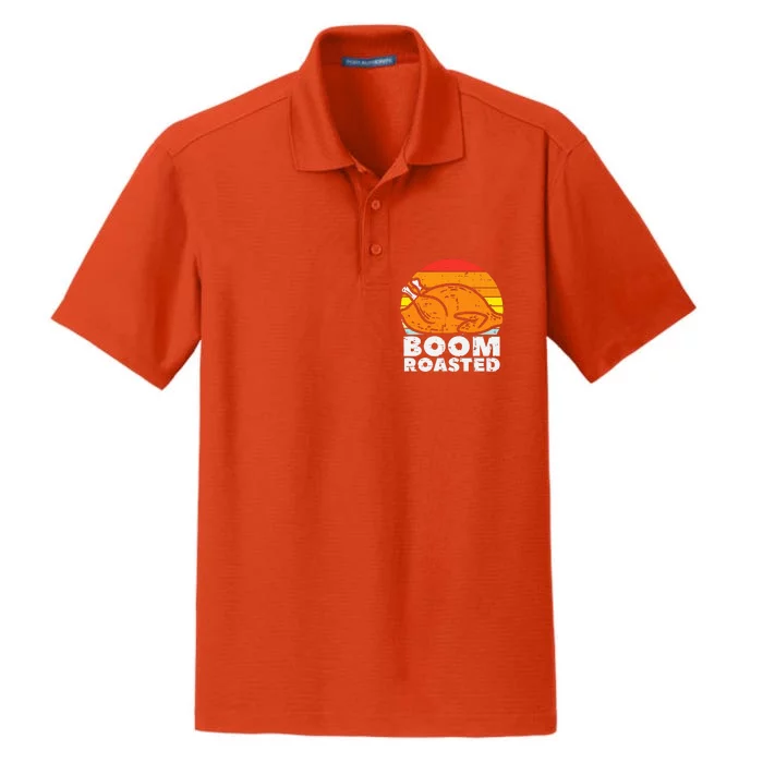 Boom Roasted Turkey Sunset Retro Thanksgiving Dry Zone Grid Performance Polo