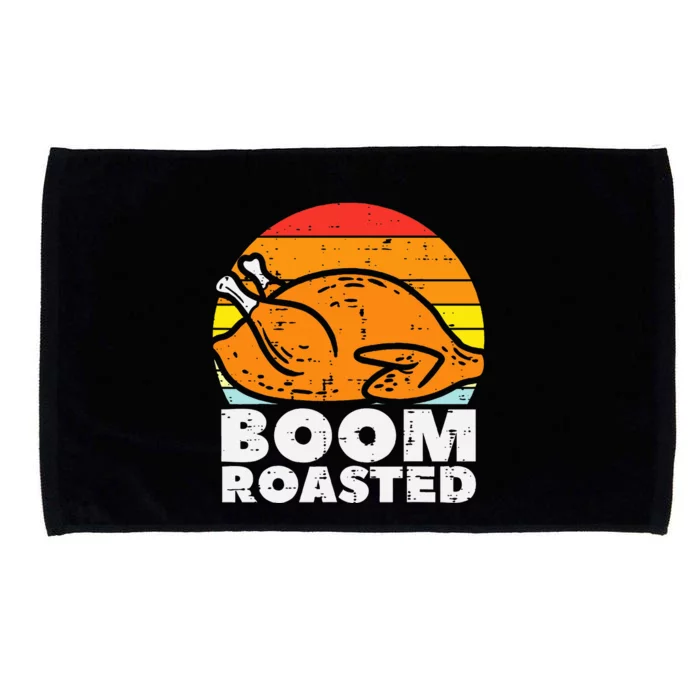 Boom Roasted Turkey Sunset Retro Thanksgiving Microfiber Hand Towel